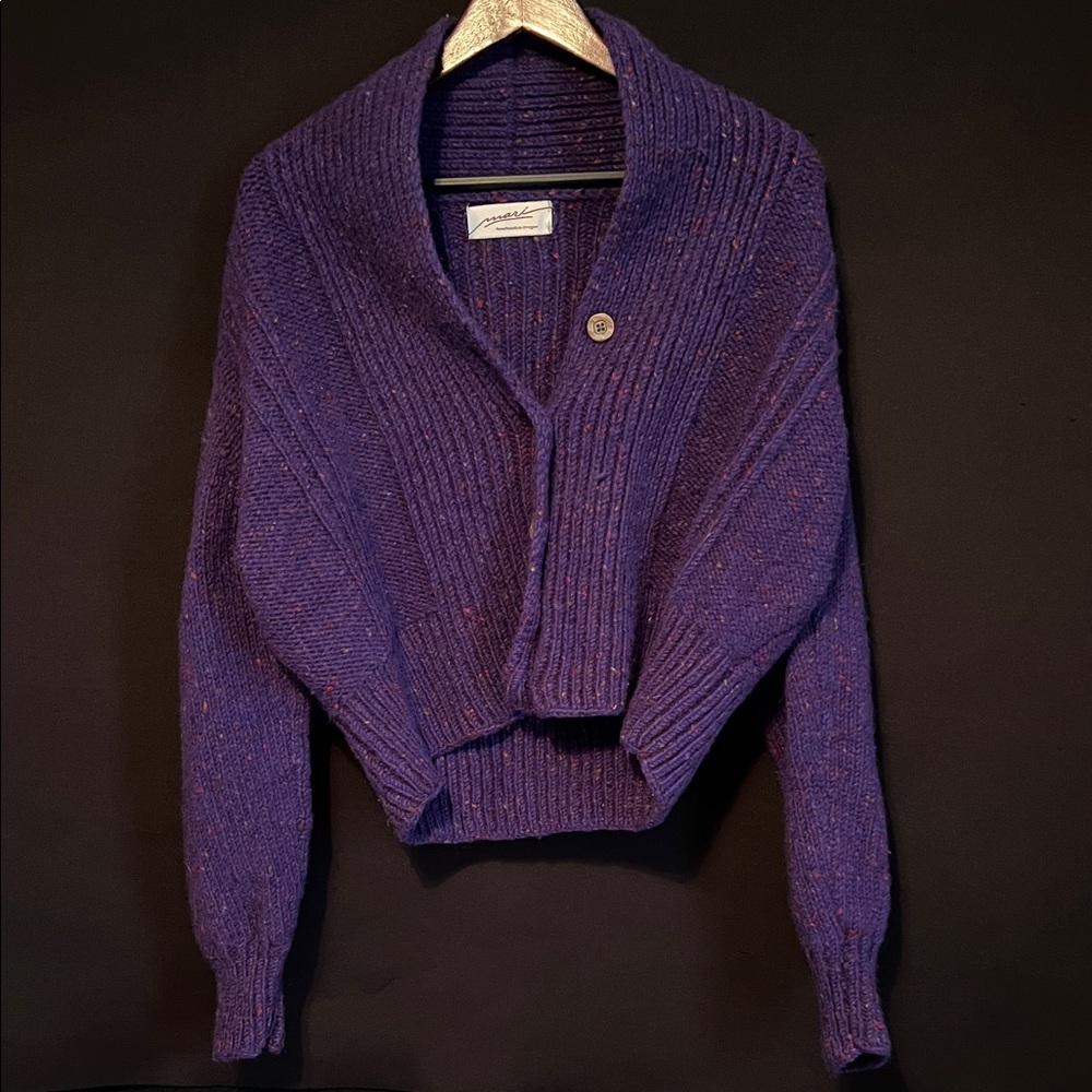 Cozy Purple Shawl-Collar Women's Sweater